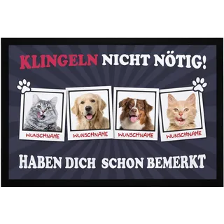 SpecialMe® Fußmatte mit eigenem Haustier selbst gestalten personalisiert mit Name Foto Geschenk für Haustierbesitzer Schwarz 60x40cm