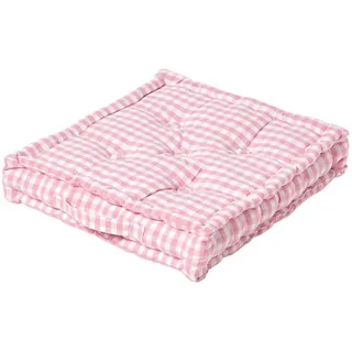 Homescapes Sitzkissen rosa kariert 40/40/8 cm – Bodenkissen Vichy-Karo , Textil , Kariert , Füllung: Polyester , Quadratisch , 40x8x40 cm , Oeko-Tex® Standard 100 , Heimtextilien, Wohntextilien, Kissen