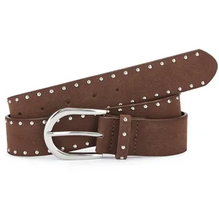 LASCANA Hüftgürtel "Nietengürtel, Anzuggürtel, Gürtel, Jeansgürtel, Hosengürtel" in Veloursleder-Optik mit kleinen Nieten für Jeans & Hosen, dunkelbraun