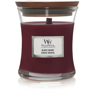 WoodWick Trilogy-Duftkerze im ellipsenförmigen Glas mit HearthWick-Docht, Café Sweets, Mittelgroße, Black Cherry