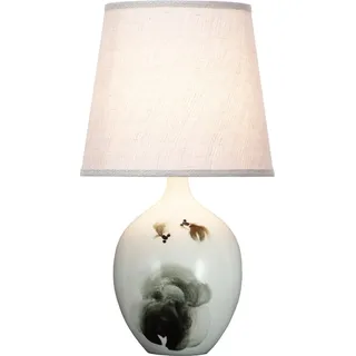 Fine Asianliving Chinesische Tischlampe Porzellan mit Lampenschirm E27 Orientalische Tischleuchte Keramik Nachttischlampen Schlafzimmer Wohnzimmer