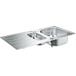 Grohe K200 1,5 Becken rechts Auflagespüle Edelstahl silber Handbetätigung 965 x 500 mm