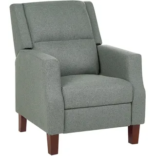 BELIANI Fernsehsessel Grün Stoffbezug mit Rückenlehne und Fußteil Verstellbar Dunkelbraune Holzbeine Retro Klassisch Wohnzimmer Schlafzimmer Sessel - Grün, Braun