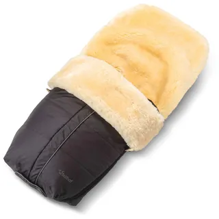 Fellhof Kinderwagen-Fellsack Aspen – Baby Fußsack 100% Merino-Lammfell | Lammfell-Fußsack für Kinderwagen & Buggy | Innen aus 100 % Merino-Lammfell | Wind- & wasserabweisend Schwarz