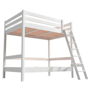 Etagenbett 2-Sitzer 120x200 für Erwachsene Treppe Holz Sylvia - Weiß - Weiß