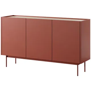 Komodee Sideboard Kelowna Kom1-3D System der leisen Schließung der Fronten, Rot , Metall , 144x83x37 cm , Kleinmöbel, Kommoden, Sideboards