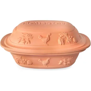 Römertopf Bräter Rustico 3 L Schmortopf Keramik mit Deckel, Terrakotta | Für 4 Personen, ca. 35 x 22,5 x 16,5 cm, schonendes Dampfgaren im Backofen, gleichmäßige Wärmeverteilung, seit 1967