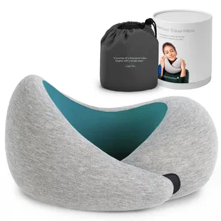 Ostrichpillow Go - Luxuriöses Reisekissen mit Memory Foam | Flugzeugkissen, Autoreisekissen, Nackenstütze (Blue Reef)