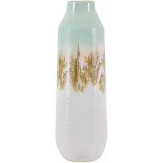 BELIANI Blumenvase Mehrfarbig Steinzeug 35 cm mit Muster Glamourös Farbverlauf Deko Accessoires Wohnzimmer Schlafzimmer Flur Eingangsbereich Kamin - Bunt, Weiß, Grün