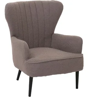 Mendler Lounge-Sessel HWC-K37 Bouclé 75 x 80 x 75 cm Grau mit Kissen
