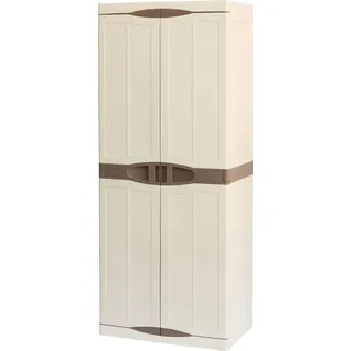 Dbattistin Outdoor-Garderobe, Mehrzweck-Balkonschrank, 2-türiger Outdoor-Kleiderschrank, 100 %  Italy, Beige und Braun, elegantes Finish, 70 x 47 x 179 cm - Beige
