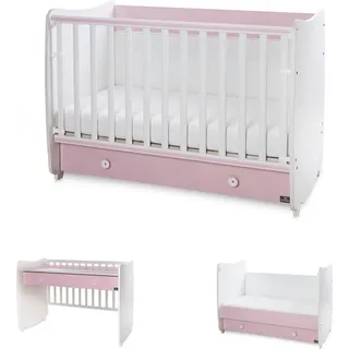 Lorelli Babybett Dream 60 x 120 cm umbaubar Schreibtisch Kinderbett Schaukelbett pink - Rosa