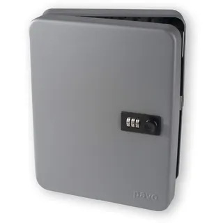 Pavo Pavo-Schlüsselkasten fuer 36 schlüssel mit Zahlenschloss, Maße: 8 x 24 x 30 cm, inklusive Schlüsselanhänger – Dunkelgrau, Metall, 36 haken