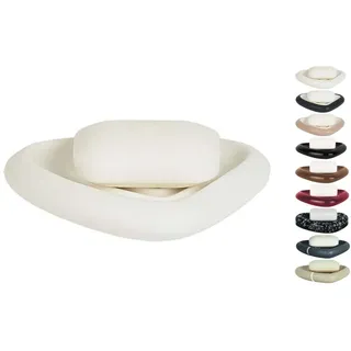 Spirella Seifenschale Steinoptik dekorative Badausstattung Seifenablage Etna Maße: 15 x 11 x 3 cm - Weiß