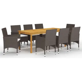 Garten-Essgruppe 9-teilig für 8 Personen, Braun, Tisch 200x100 cm, inkl. Kissen - Braun