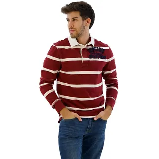 Superdry Vintage Athletic Rugby T-shirt - Rich Burgundy / Cream Stripe - M
