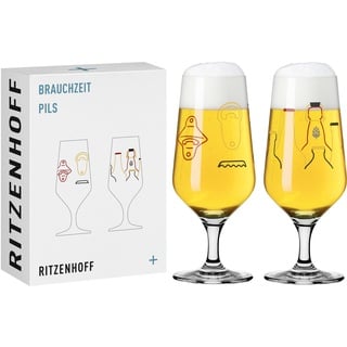 RITZENHOFF 3471007 Bierglas 300 ml - 2er Set - Serie Brauchzeit, Bierflasche und Flaschenöffner, mehrfarbig - Made in Germany