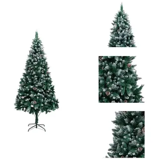 vidaXL Künstlicher Weihnachtsbaum mit Zapfen und Schnee 210 cm - Weihnachtsbäume - Grün