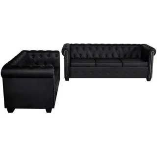 vidaXL Chesterfield-Sofas 2-Sitzer und 3-Sitzer Kunstleder Schwarz