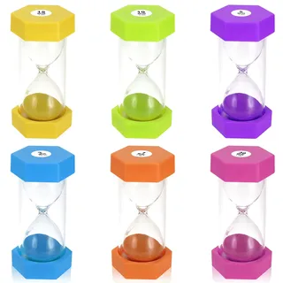Collazoey Buntes Sanduhren Set 1/3/5/10/15/30 Min für Kinder Schule & Kita | 6 Zeitstufen 1-30 Min, ideal für Kinderzähneputzen, als Eieruhr, Büro, Hausdeko & Spiel, für Kita & Schule, genau und stabil