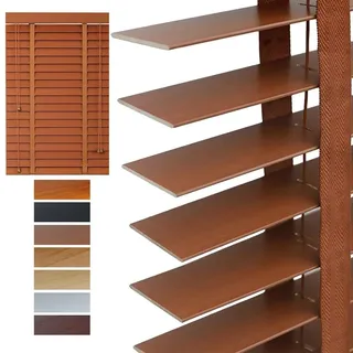 Holzjalousie 5 cm Lamellen, Jalousien innen, Verdunkelung Fenster Holzrollo, Sonnenschutz & Sichtschutz Holz Jalousie(Brown)