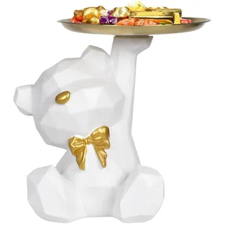 Dokeno Bär Figur Statue mit Aufbewahrungstablett, Resin Bären Skulpturen mit Dekotablett für Schlüssel, Schmuck, Kerzen, Kleine Gegenstände, Bären Dekoration für Wohnzimmer Eingangsbereich Büro Dekor