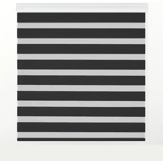 Zebra Textil SANSA Doppelrollo mit dekorativer Kassette, Polyester, Schwarz, 145 x 250 cm