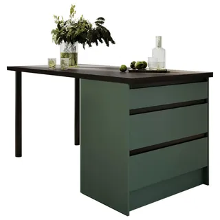 Mid.you Kücheninsel , Grün, Schwarz , Holzwerkstoff , 3 Schubladen , nur wie online abgebildet bestellbar , 180x91x90 cm , Küchen, Küchenzeilen & Küchenblöcke, Küchenzeilen