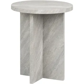 Beliani Beistelltisch grau Steinoptik rund 42 cm X Form Beine Kaffeetisch für Wohnzimmer, - Grau