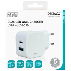 Deltaco USBC-AC149 power adapter - USB USB-C - 20 Watt
