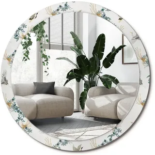 Wallfluent Spiegel Rund Ø 100 cm mit Aufdruck , Multicolor , Glas , 100x100x0.4 cm , Spiegel, Wandspiegel
