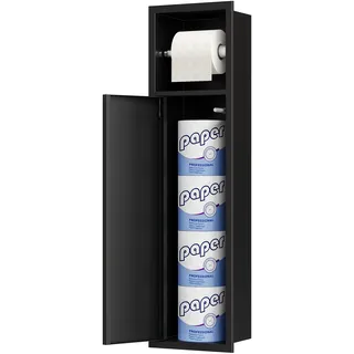 Neodrain Unterputz-Schrankmodul Edelstahl Badezimmerschrank mit Toilettenpapierhalter für Klobürstengarnitur und Papieraufbewahrung, 63x15x15 cm, Schwarz