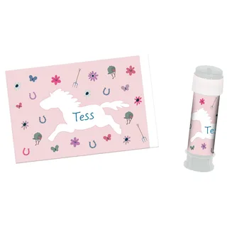 Folat 27515 Pferd Geburtstag Deko Rosa - Bubble Soap Sticker - Happy Horse - 6 Pieces - Pferdparty Dekoration