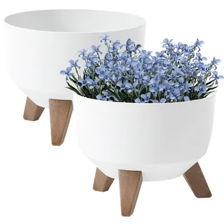 PECZEKO Blumentopf | untersetzer blumentopf | Pflanzkübel | 2X Set Übertöpfe | Ø 29 rund | Blumentöpfe Weiß