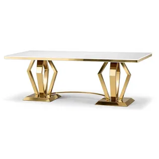 JV moebel Luxus Tische Esszimmer Tisch Esszimmer Moderner Edelstahl Sofort Weiß weiß