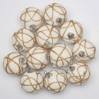 SHATCHI 12 x Christbaumkugeln zum Aufhängen, weicher Schaumstoff, glitzernd, bruchsicher, Anhänger-Ornamente, Weihnachtsbaum-Tischdekoration, Schaum, weiß, 4 cm