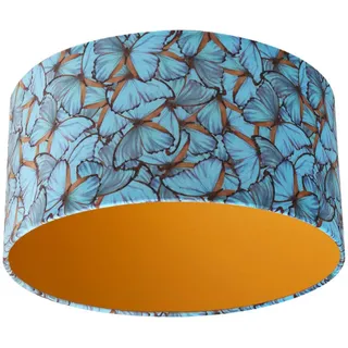 Leuchtenschirm , Blau , Metall, Textil , Schmetterling , zylindrisch , E27 , 25 cm , Lampen & Leuchten, Leuchtenserien