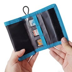 Camkix Memory Card Wallet - SD Kartenaufbewahrung - Schlank und faltbar mit transparenten Slots - Kann bis zu 15 SD-Karten tragen - Riemen mit Tether enthalten - (Schwarz/Blau)