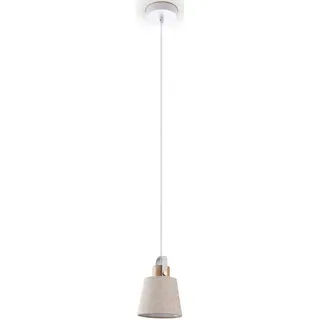 Paco Home Pendelleuchte Esstisch Wohnzimmerlampe Deko Lampenschirm Stoff E27 Weiß-Creme, Ø15cm
