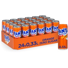 Fanta Zero Orange - fruchtig-spritzige Limonade mit klassischem Orangen-Geschmack - ohne Zucker und ohne Kalorien - erfrischender Softdrink in stylischen Dosen (24 x 330 ml)