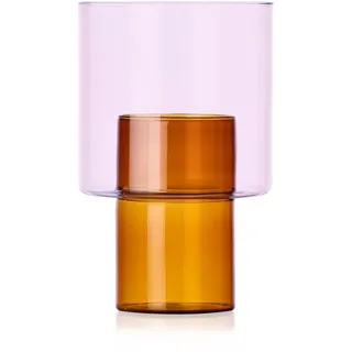 ichendorf Milano Vase B, Kollektion Boreale, H20,5 cm, Bernstein - Rosa, Borosilikatglas, handgefertigt