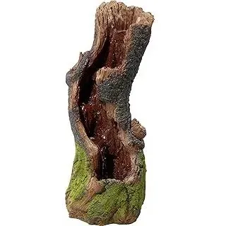 dobarGroßer Design Gartenbrunnen Naturgeist in Baumstamm-Optik - Outdoor-Terrassenbrunnen mit LED-Beleuchtung aus Polyresin - Wasserfall inkl. Netzkabel