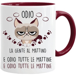 Lustige Tassen Katze - Ich hasse Menschen am Morgen. Das lustigste Geschenk-Gadget für die Katze Tasse | Becher Valentinstag Geschenk Freunde Lustige (Braun)