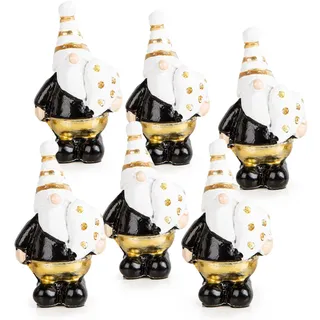 Logbuch-Verlag 6 Mini Wichtel Nikolaus Santa Figuren kleine Weihnachtswichtel Geschenke mit Herz 4 cm Give-Away Weihnachten