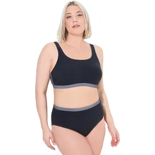 Ulla Popken Damen große Größen Übergrößen Plus Size Bikini, Struktur, Softcups, Träger verstellbar schwarz 50+ 836667100-50+