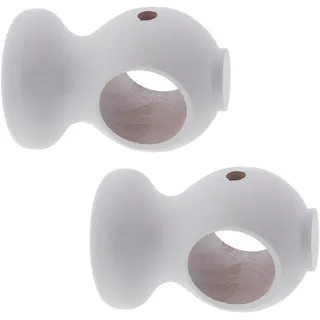 GIRASOLE HOME Kurze Halterung 75 mm aus Holz für Stangen mit einem Durchmesser von bis zu 28 mm, 2 Stück (weiß)