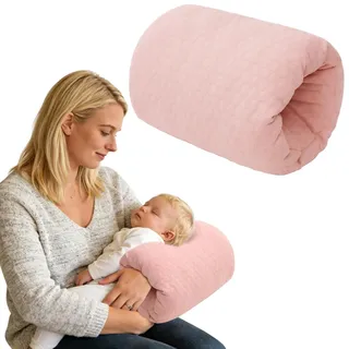 Blublu Park Kleines Mini Stillkissen für Babys, 24cm für Unterwegs, Rosa | Nursing Pillow zum Stillen, entlastet die Arme, Baumwollstoff, Weich & atmungsaktiv, für Reisen und Neugeborene