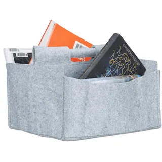 Relaxdays Zeitungskorb aus Filz, grau