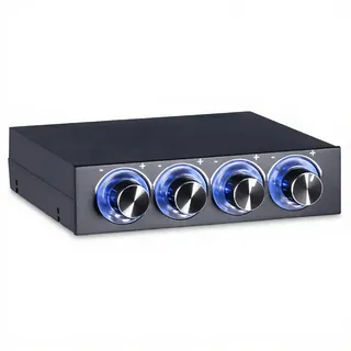 Richer-R Lüfter-Controller, 4-Kanal Lüftergeschwindigkeit Regler Kontroller Lüftersteuerung,3Pin+4Pin Steckverbinder Lüftergeschwindigkeit Blaue LED PC CPU Fan Controller für Computer Desktop