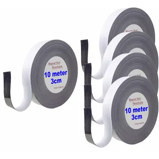 TUKA 50m x 30mm x 1mm Magnetband Wiederbeschreibbar, Kennzeichnungsband für Lagerkennzeichen, Whiteboard, Kühlschrank, Magnettafeln usw. Beschreibbar Abwichbar Zuschneidbar, 5x10m Weiß TKD9046